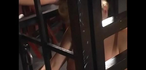  Naughty blonde with great boobs gets anal punished by warden in the prison cell